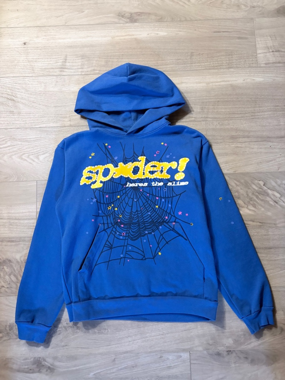 Blue 'Spider' Graphic Hooded Sweatshirt